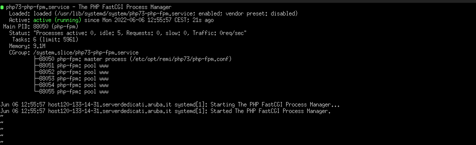 Stato del servizio PHP-FPM
