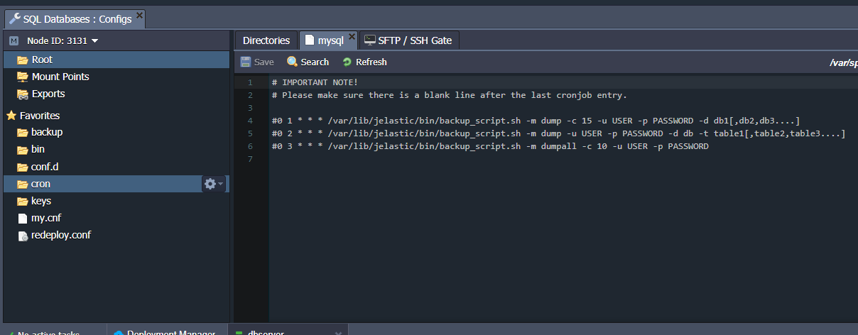 Configurazioni Backup Configurazioni Backup
