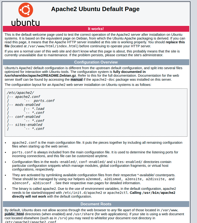 Pagina statica di Apache